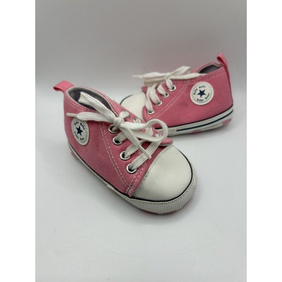 Infant Classic Canvas Baby Girl Crib Shoes Soft Sole Size 3 Shower Gift 12 Month - Picture 3 of 9